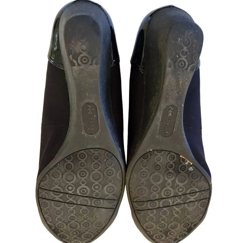 Anne Klein Sport Womens Wedge Heels Black Size 9.5